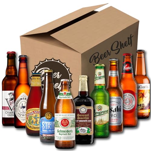 Beer Shelf - Biersammlung | Bier aus aller welt (Pack 10 Sorten) - Bier aus aller welt geschenkset - Bierverkostung - Internationales Biererlebnis von Beer Shelf