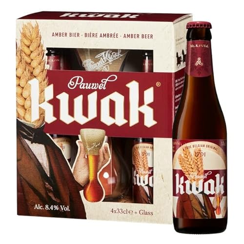 Bier-Geschenkboxen | Packung mit 4 Kwak-Bieren 33 cl. + Kwak-Glas – Schenken Sie belgisches Bier – originelle Biergeschenke von Beer Shelf