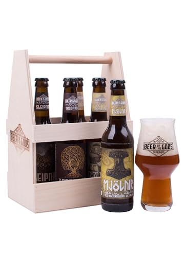 WACKEN BRAUEREI Craft Beer Tasting Geschenkset 5 x 0,33 l verschiedene Sorten + Bierglas BEER OF THE GODS | Eine Handvoll Götter | Viking Craftbeer Set Gift for Men | Wikinger Geschenk Männer von Beer of the Gods - Since 2016 - Wacken Brauerei