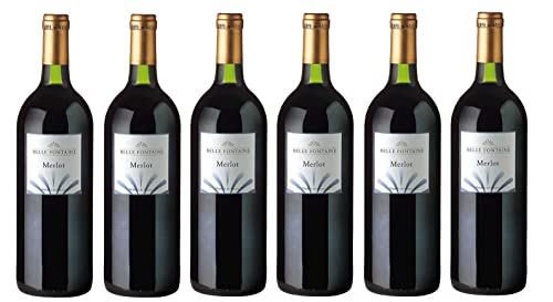 6x 1,0l - 2021er - Belle Fontaine - Merlot - LITER - Pays d'Oc I.G.P. - Languedoc - Frankreich - Rotwein trocken von Belle Fontaine