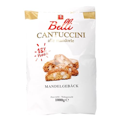 Belli Cantuccini alle mandorle | Gebäck mit Mandeln aus Italien | Kekse Großpackung Kaffeegebäck Gebäck (1x 1Kg) von Belli