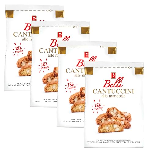 Belli Cantuccini alle mandorle | Gebäck mit Mandeln aus Italien | Kekse Großpackung Kaffeegebäck Gebäck (4x 1Kg) von Belli