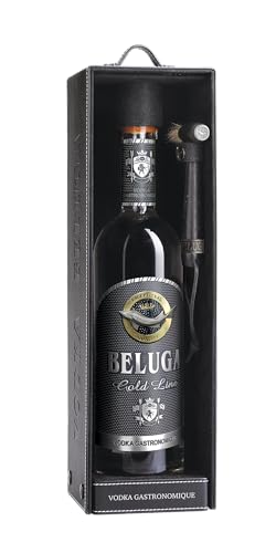 BELUGA GOLD LINE (1 x 700 ml) in hochwertiger Leder-Geschenkpackung inkl. Hammer und Pinsel, Super-Premium Vodka aus Montenegro von Beluga