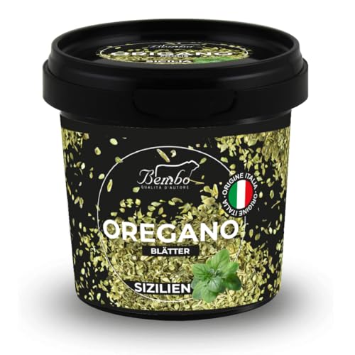 Italienischer Oregano 100 g – Sonnengereifte Oregano- Blätter aus Sizilien – Das in der mediterranen Küche am häufigsten verwendete Kraut – Ideal für Pizza, Fleisch, Fisch und Salate. von Bembo Qualità d'Autore