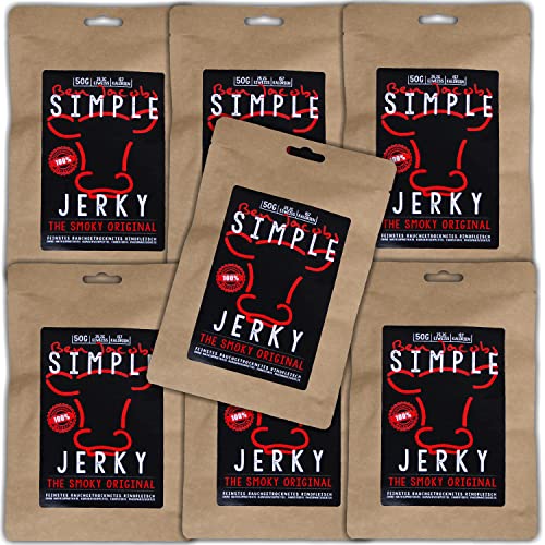 Beef Jerky Probierbox, 6 x 50g, handgemacht, österreichisches Weiderind, Premium Trockenfleisch ohne chemische Zusätze (Smoky Original) von Ben Jacobs