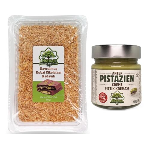 Dubai Schokolade Set: Geröstete Kadayif (200g) & Pistaziencreme (200g) | Teigfäden | Engelshaar | Einfache Zubereitung | Baklava | Notizblock von Ben's Garden