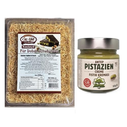 Dubai Schokolade Set: Geröstete Kadayif (200g) & Pistaziencreme (200g) | Teigfäden | Engelshaar | Einfache Zubereitung | Baklava | Özyil+ Notizblock von Ben's Garden