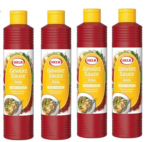 Hela Gewürz Sauce Asia süß-sauer 800ml, 4er Pack (4x 800 ml) + Notizblock von Ben's Garden