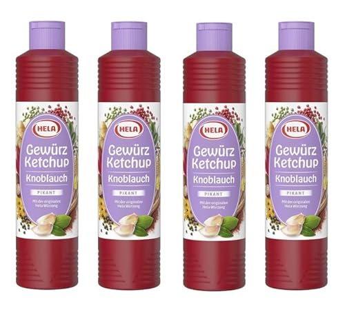 Hela Knoblauch Gewürz Ketchup 800 ml, 4er Pack (4x 800 ml) + Notizblock von Ben's Garden