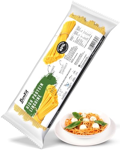 BENFIT High Protein Low Carb Linguine - 4 x 500g - Proteinreiche Eiweiß Pasta, langanhaltend sättigend & kohlenhydratreduziert, Nudeln made in Italy, Nutriscore A, bis zu 15 Monate haltbar von BenFit Nutrition