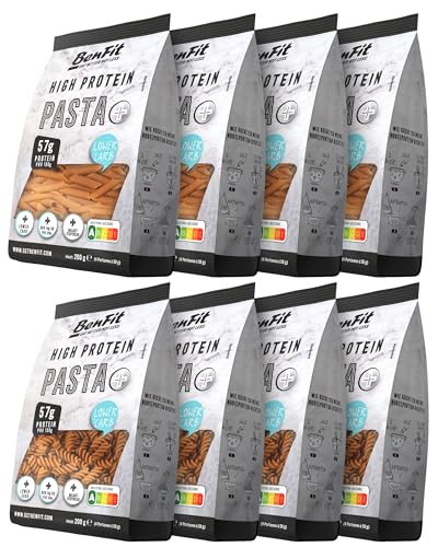 BENFIT High Protein Low Carb Nudeln Mix – 8 x 200g Penne und Fusilli – Eiweißreiche Pasta mit 60g Protein pro 100g, kalorienarm, sättigend, 24 Monate haltbar von BenFit Nutrition