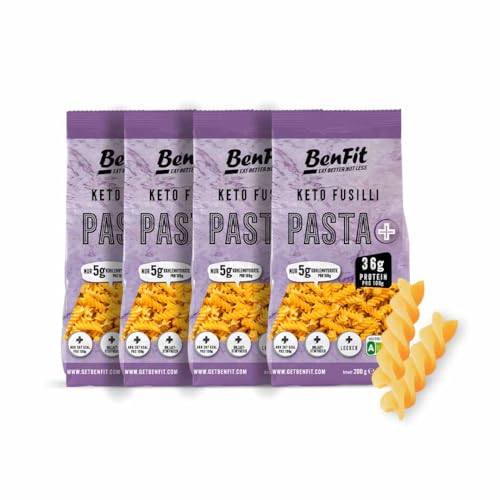 BENFIT Keto High Protein Nudeln - 4 x 200g Fusilli - Low Carb mit 90% weniger Kohlenhydraten | Proteinreiche Pasta mit 36g Eiweiß | langanhaltend sättigend & kalorienreduziert | 24 Monate haltbar von BenFit Nutrition