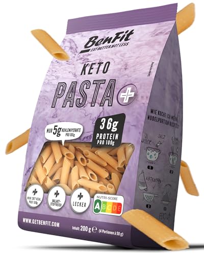 BENFIT Keto High Protein Nudeln - 8 x 200g Penne - Low Carb Proteinreiche Eiweiß Pasta, langanhaltend sättigend & kalorienreduziert, 36 g Protein pro 100 g, bis zu 15 Monate haltbar von BenFit Nutrition