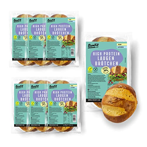 BenFit High Protein Laugenbrötchen - 8 Packungen je 2 x 70 g - glutenfrei, eiweißreich & vegan von BenFit Nutrition