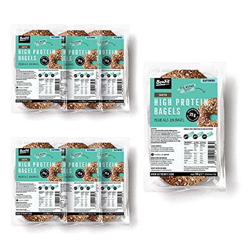 BenFit High Protein Vollkorn Bagel glutenfrei – 7 x 150 g – proteinreich, fettarm & kalorienreduziert von BenFit Nutrition