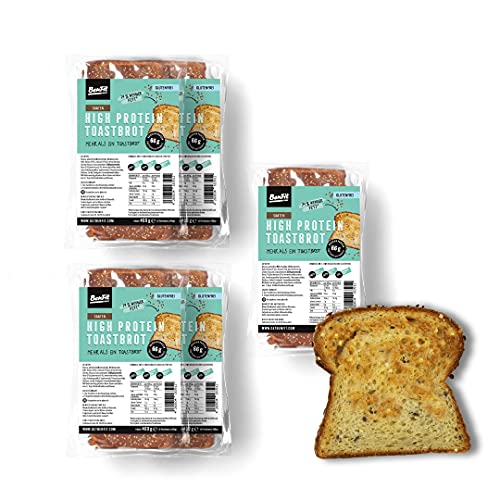 BenFit High Protein Vollkorn Toast glutenfrei | 5 Packungen | viel Protein | fettarm & kalorienreduziert | vegetarisch & zuckerreduziert | bis zu 3 Monate haltbar von BenFit Nutrition