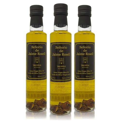 Señorio de Jaime Rosell Schwarzes Trüffel-Olivenöl Extra Vergine, 250 ml, 3er-Pack, Spanisches Premium-Öl mit echtem schwarzen Trüffel von BeneOlive