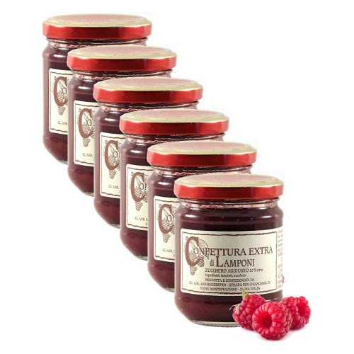 extra Himbeermarmelade San Benedetto Montepulciano - italienisches Handwerksprodukt (6 Gläser 210 Gramm) von Benedetto