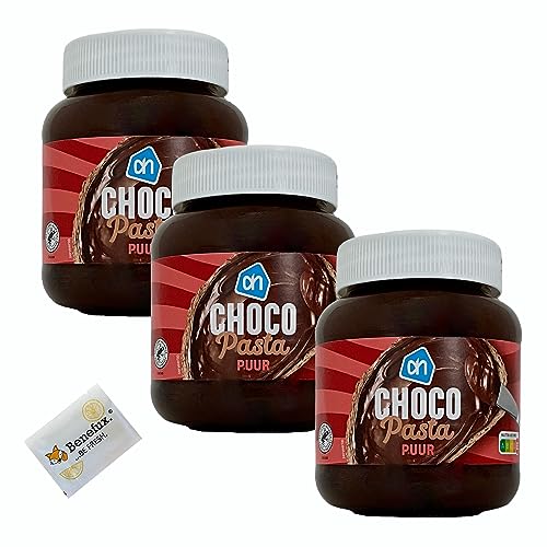 AH Chocoladepasta puur Holland Schoko Aufstrich zartbitter Multipack 3x 400g + Benefux. Erfrischungstuch von Benefux.