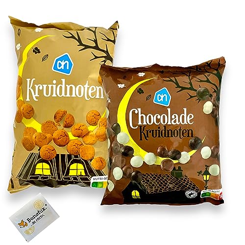 AH Kruidnoten mit und ohne Schokolade Sparpackung 2x 1kg + Benefux. Erfrischungstuch von Benefux.