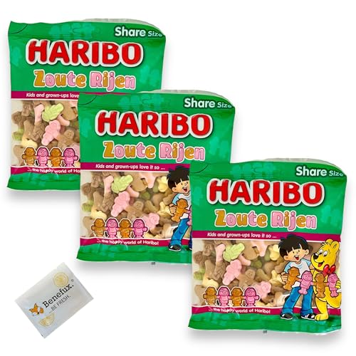 Haribo Zoute Rijen Vorteilspack 3x 175g + Benefux. Erfrischungstuch von Benefux.