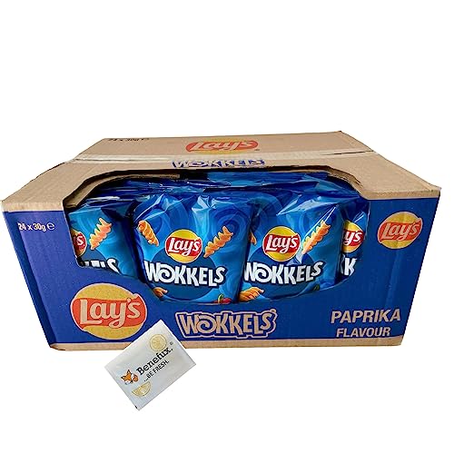 Lay's Wokkels Paprika Mini Beutel Chips aus Holland Partyspaß 24x 30g + Benefux. Erfrischungstuch 720 g von Benefux.