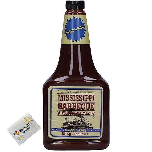 Mississippi BBQ-Sauce Sweet 'n Mild Barbecue 1814g 1560ml aus USA + Benefux. Erfrischungstuch von Benefux.