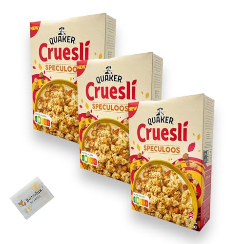 Quaker Cruesli Speculoos Spekulatius Müsli Multipack 3x 375g + Benefux. Erfrischungstuch von Benefux.