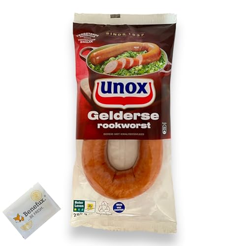 Unox Gelderse Rookworst aus Schweinefleisch 285g Holland + Benefux. Erfrischungstuch von Benefux.