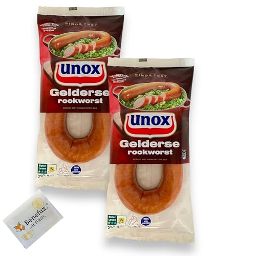 Unox Gelderse Rookworst aus Schweinefleisch 2x 285g Holland + Benefux. Erfrischungstuch von Benefux.