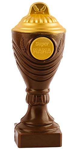 Pokal aus Schokolade "Super Mama" - 22cm Schokoladenpokal aus Vollmilchschokolade - Deutsche Handarbeit ideal als Geschenk - 200g von Bengelmann