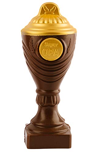 Pokal aus Schokolade "Super Opa" - 22cm Schokoladenpokal aus Vollmilchschokolade - Deutsche Handarbeit ideal als Geschenk - 200g von Bengelmann