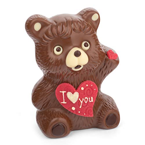 Schokolade Bär "I Love you" aus feinster Vollmilch-Kuvertüre mit Marzipan Herz - Deutsche Handarbeit ideal als Geschenk - 200g von Bengelmann