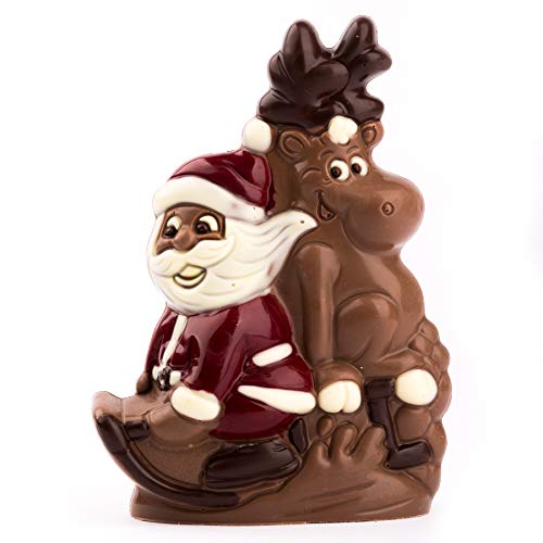 Schokoladenfigur Weihnachten Santa & Rudolf - Vollmilch 165g - Deutsche Handarbeit ideal als Geschenk - von Schokoladen-Sommelière Stefanie Bengelmann von Bengelmann