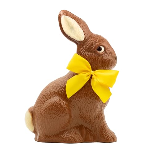 Veganer Osterhase Vollmilch 220g - 19cm groß - Deutsche Handarbeit ideal als Ostergeschenk - Schokohase aus der Schokoladen-Manufaktur Bengelmann von Bengelmann