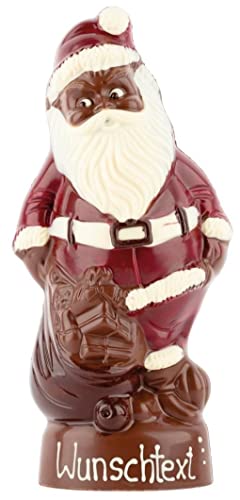 Weihnachtsmann Schokolade personalisiert mit Wunschtext - 32cm - persönliches Geschenk zu Nikolaus und Weihnachten - deutsche Handarbeit aus feinster Vollmilch-Kuvertüre - 570g von Bengelmann