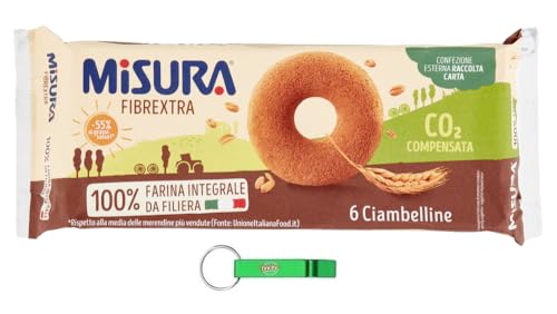 10x Misura Fibrextra Ciambelline Integrali - Vollkorn-Donuts Weicher Snack, Reich an Ballaststoffen - 230g Packung,Jede Packung enthält 6 Snack + Beni Culinari Kostenloser Schlüsselanhänger von Beni Culinari