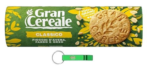 10x Mulino Bianco Gran Cereale Biscotti Classico - Vollkornkekse mit Haferflocken und Getreidemehl - Italienische Kekse Biscuit 250g + Beni Culinari Kostenloser Schlüsselanhänger von Beni Culinari