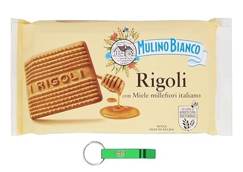 10x Mulino Bianco Rigoli - Shortbread-Kekse mit Italienischem Wildblumenhonig - Italienische Kekse Biscuit 400g + Beni Culinari Kostenloser Schlüsselanhänger von Beni Culinari