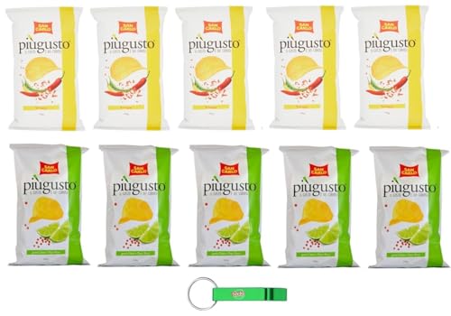 10x Testpaket San Carlo Più Gusto Patatine,Limette und Rosa Pfeffer + Vivace Paprika - Kartoffelchips Chips,150g Beutel + Beni Culinari Kostenloser Schlüsselanhänger von Beni Culinari