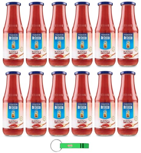 12er-Pack De Cecco Passata Rustica Polposa,Tomatenpüree,100% italienische Tomaten,700g Glasflasche + Beni Culinari Kostenloser Schlüsselanhänger von Beni Culinari