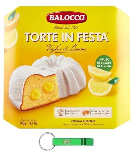 12x Balocco Balocco Torte in Festa Voglia di Limone - Italienisches Weihnachtsdessert gefüllt mit Zitronencreme - Weihnachts Kuchen 400g + Beni Culinari Kostenloser Schlüsselanhänger von Beni Culinari