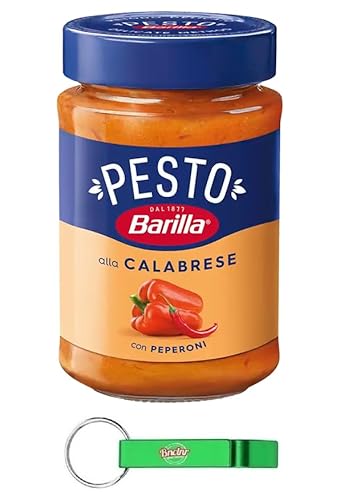 12x Barilla Pesto alla Calabrese 190g | Glutenfreie Italienische Pasta-Sauce mit Paprika, Peperoni, Ricotta, Pecorino Romano und Grana Padano,+ Beni Culinari Kostenloser Schlüsselanhänger von Beni Culinari