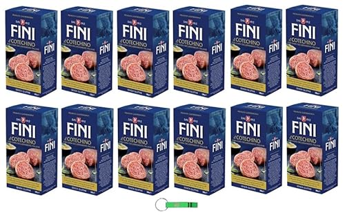 12x Fini Cotechino 100% Italienische Spezialität mit italienischem Gedämpftes Schweinefleisch-Cotechino Glutenfrei 500g + Beni Culinari Kostenloser Schlüsselanhänger von Beni Culinari