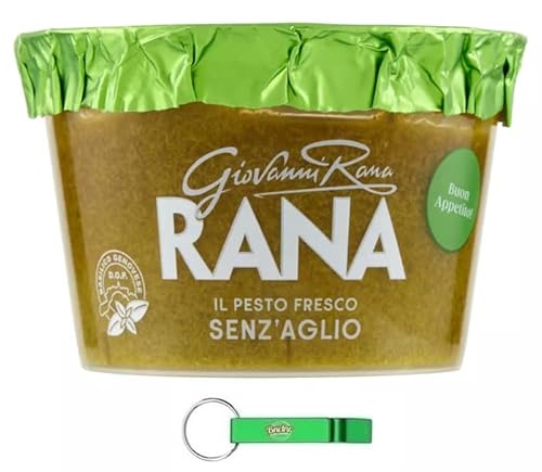 12x Giovanni Rana Pesto al Basilico Genovese DOP Senza Aglio,Frisches Pesto Sauce Genueser Basilikum Pesto DOP Ohne Knoblauch 140g + Beni Culinari Kostenloser Schlüsselanhänger von Beni Culinari