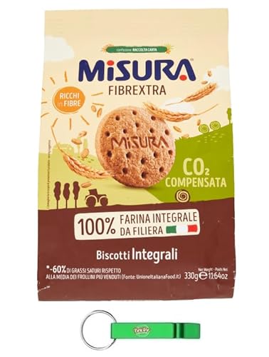 12x Misura Fibrextra Kekse Biscotti Integrali - Ballaststoffreiche Vollkornkekse mit Vollkornmehl 330g + Beni Culinari Kostenloser Schlüsselanhänger von Beni Culinari