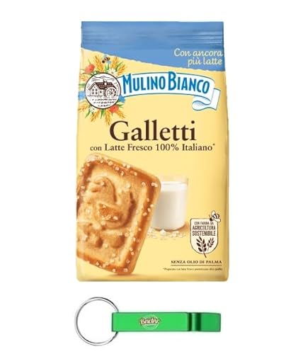 12x Mulino Bianco Galletti - Shortbread-Kekse mit Mehl, Milch und Zucker Granulat - Italienische Kekse Biscuit 350g + Beni Culinari Kostenloser Schlüsselanhänger von Beni Culinari