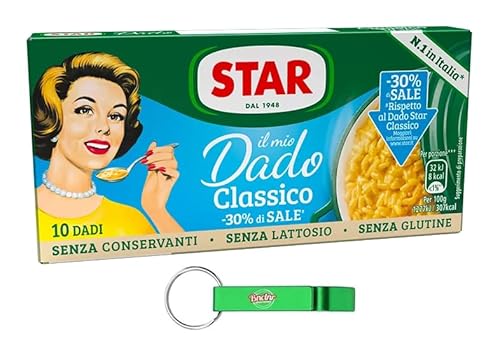 12x Star Il Mio Dado Classico -30% Salz,Brühwürfel Brühe,Kartons mit 10 Würfeln Brühe + Beni Culinari Kostenloser Schlüsselanhänger von Beni Culinari