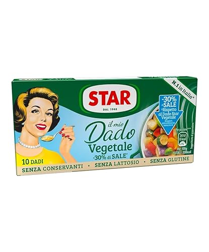 12x Star Il Mio Dado Vegetale -30% Salz,Brühwürfel Brühe mit 9 Gemüsesorten,Kartons mit 10 Gemüsewürfel + Beni Culinari Kostenloser Schlüsselanhänger von Beni Culinari