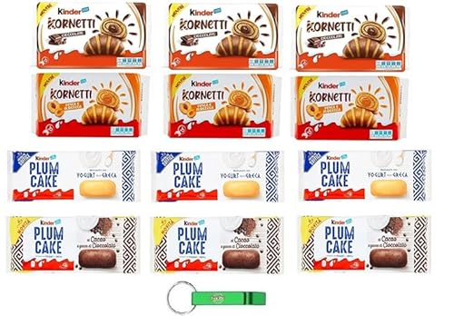 12x Testpaket Kinder neu Kuchen Kornetti Kakao und Apikose Plum cake kakao and Yougurt + Beni Culinari Kostenloser Schlüsselanhänger von Beni Culinari